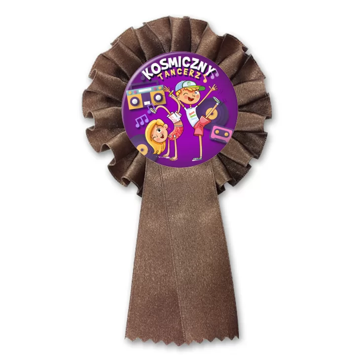 przypinka kotylion Kosmiczny tancerz na fioletowym tle