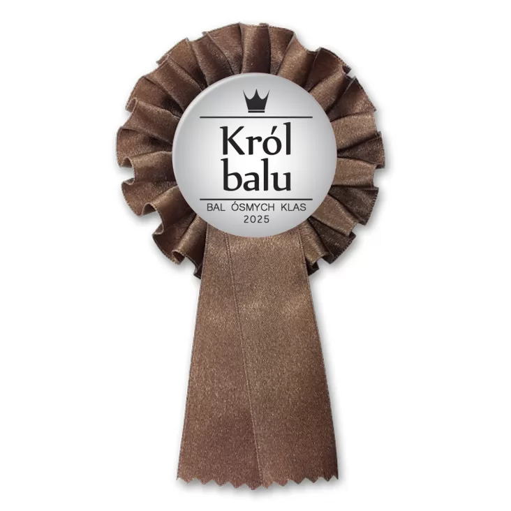 przypinka kotylion Król Balu Ósmych Klas szary
