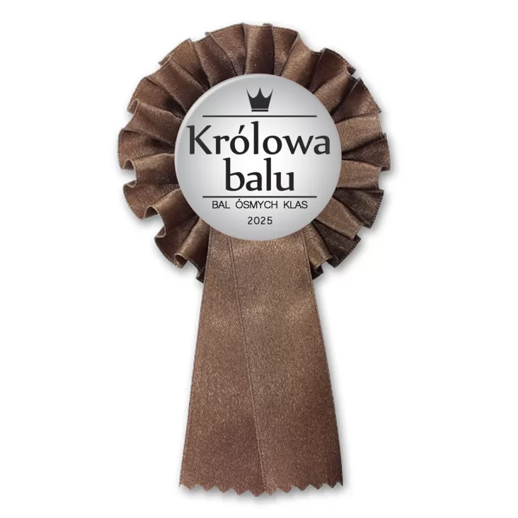 przypinka kotylion Królowa Balu Ósmych Klas szara