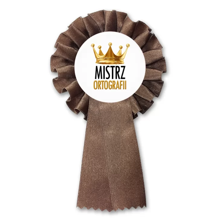 przypinka kotylion Mistrz Ortografii w koronie