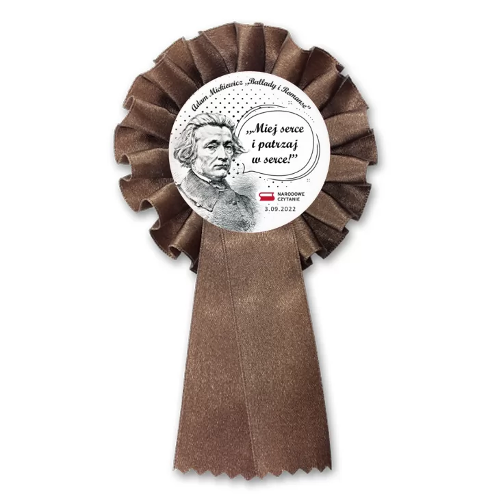 przypinka kotylion Narodowe Czytanie Adam Mickiewicz cytat