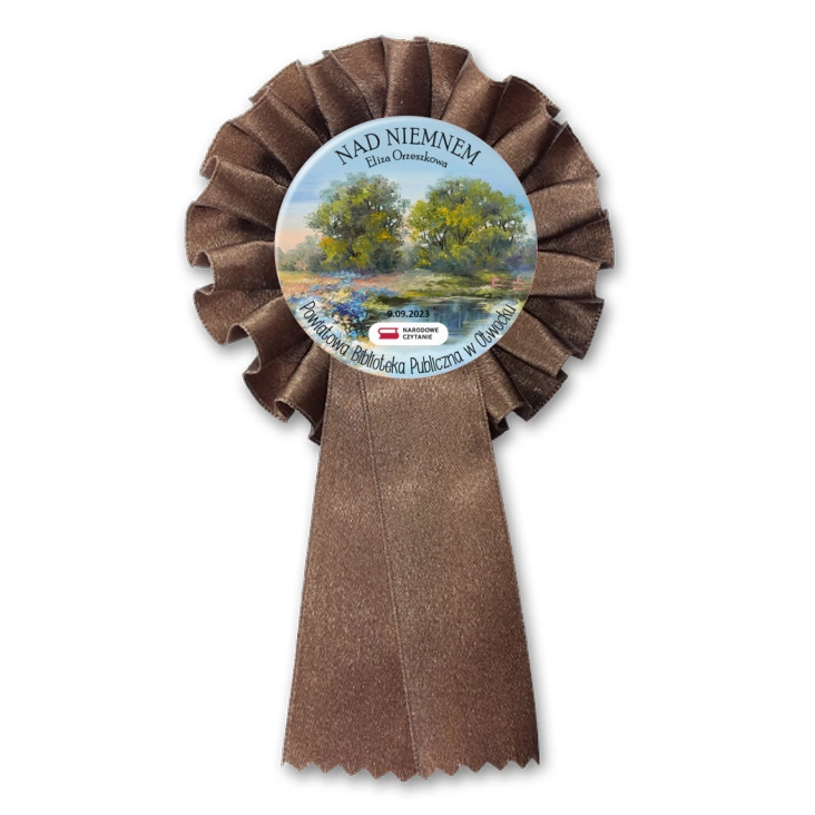 przypinka kotylion Narodowe Czytanie Eliza Orzeszkowa Biblioteka Otwock