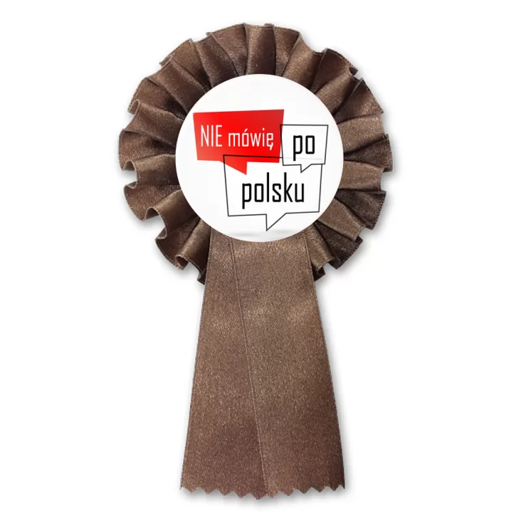 przypinka kotylion Nie mówię po polsku