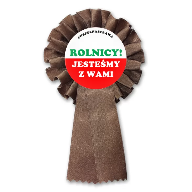 przypinka kotylion Rolnicy jesteśmy z Wami
