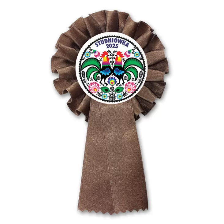 przypinka kotylion Studniówka folk z kogutami