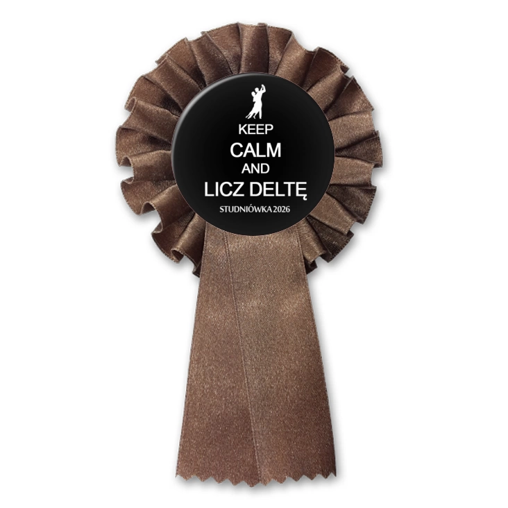 przypinka kotylion Studniówka keep calm i licz deltę czarna
