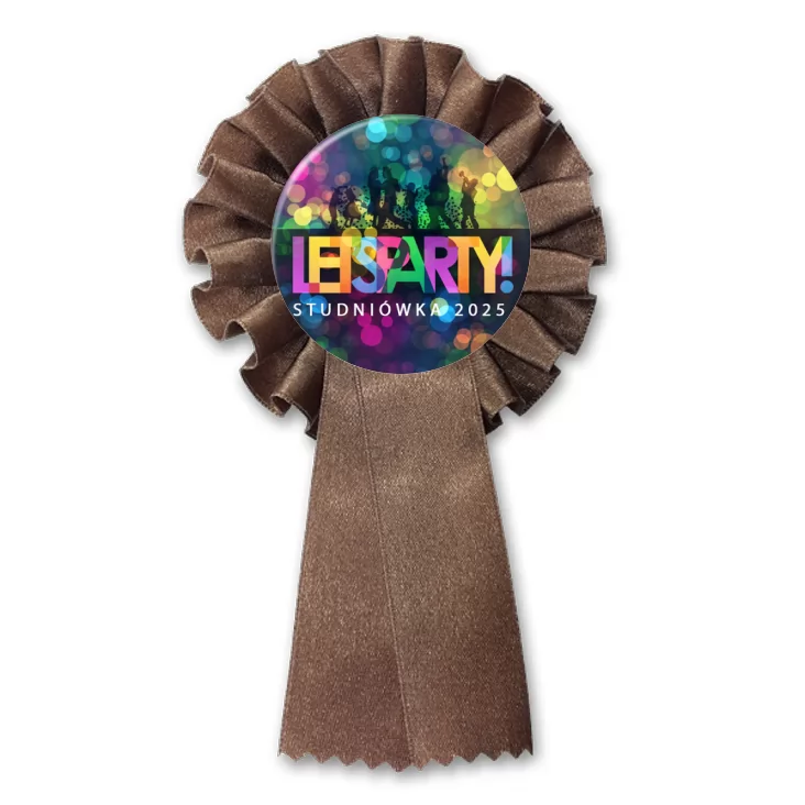 przypinka kotylion Studniówka kolorowe litery i światła disco