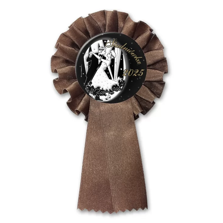 przypinka kotylion Studniówka z eleganckimi tancerzami