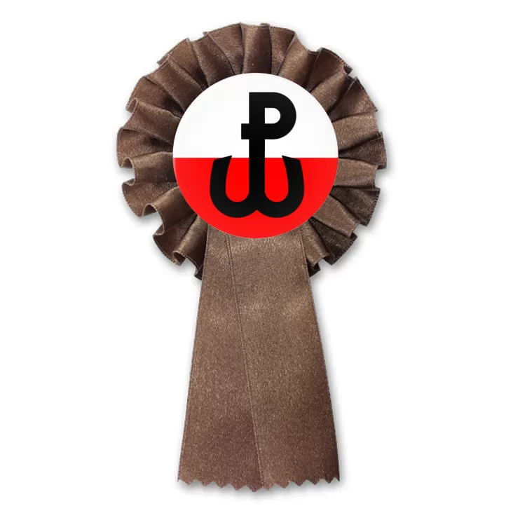 przypinka kotylion Znak Polska Walcząca na biało-czerwonym tle