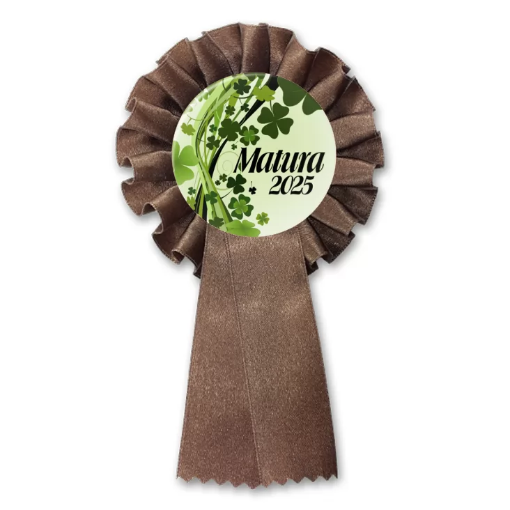 przypinka kotylion Matura z bukietem koniczyny