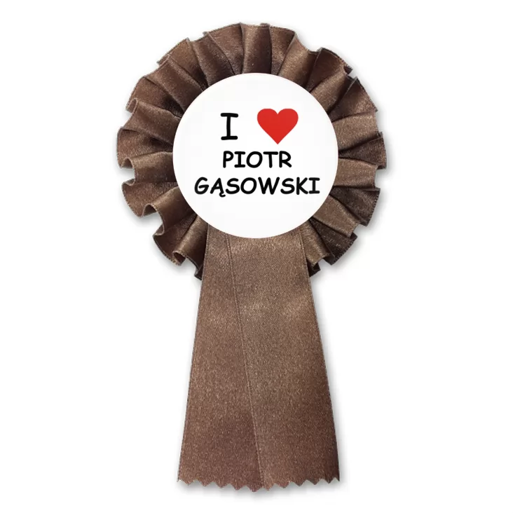 przypinka kotylion I love Piotr Gąsowski