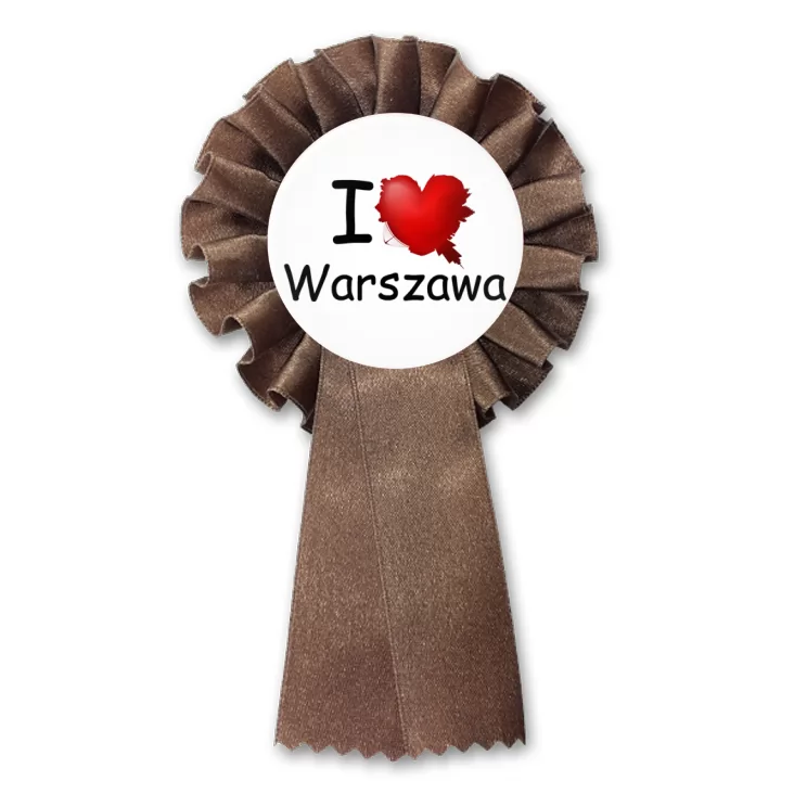 przypinka kotylion I love Warszawa