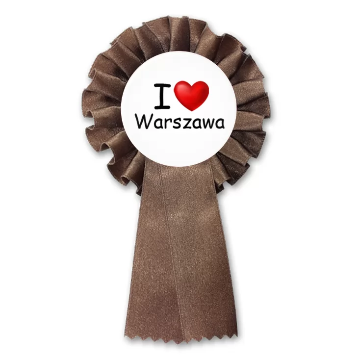 przypinka kotylion I love Warszawa