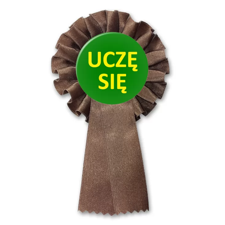 przypinka kotylion Uczę się napis