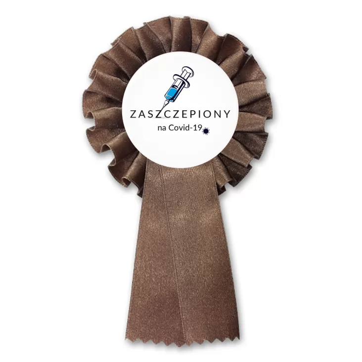 przypinka kotylion Zaszczepiony na Covid-19
