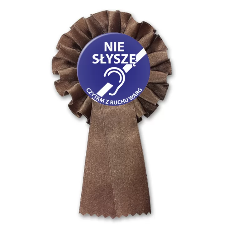 przypinka kotylion Nie słyszę