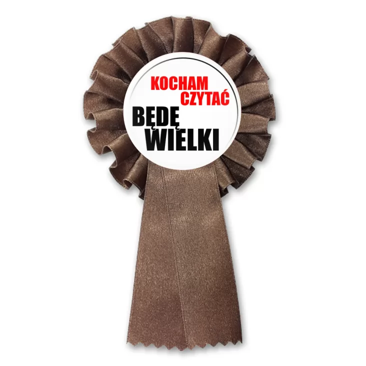 przypinka kotylion Kocham czytać - będę wielki