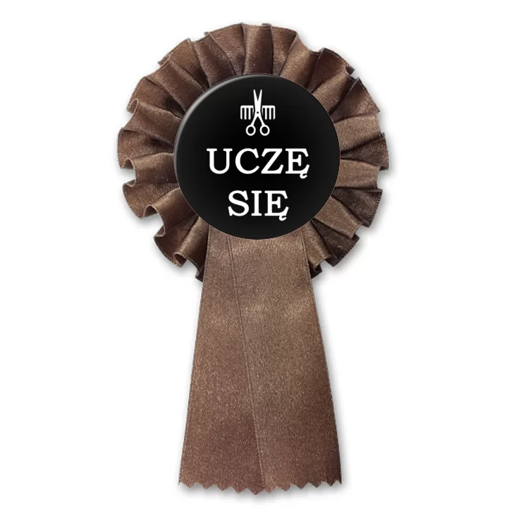 przypinka kotylion Uczę się - Fryzjer