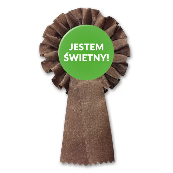 przypinka kotylion Jestem Świetny!