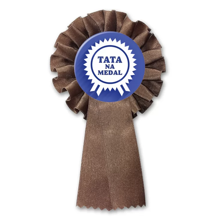przypinka kotylion Tata na medal z rozetą