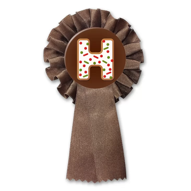 przypinka kotylion Piernikowa litera H