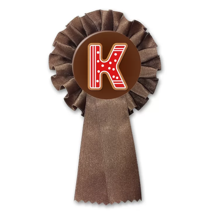 przypinka kotylion Piernikowa litera K