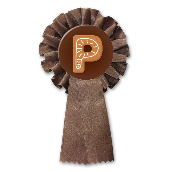 przypinka kotylion Piernikowa litera P