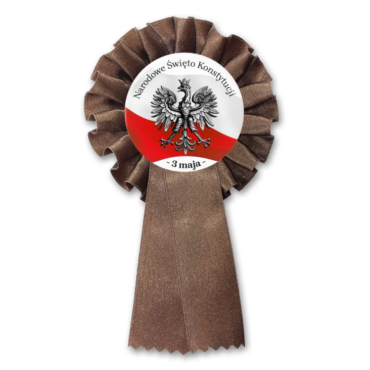 przypinka kotylion Narodowe Święto Konstytucji z srebrnym godłem 3 maja