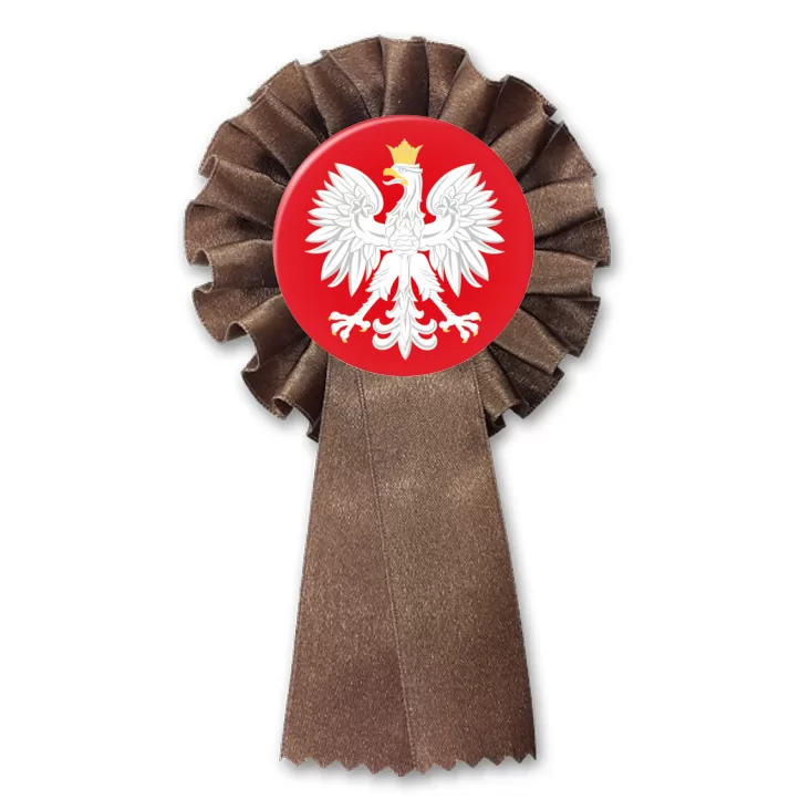 przypinka kotylion Orzeł na czerwonym tle
