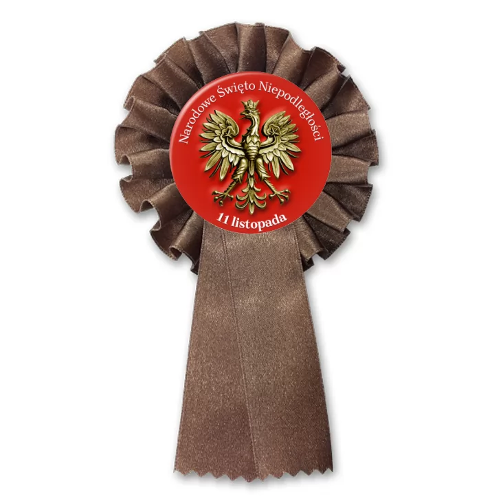 przypinka kotylion Narodowe Święto Niepodległości złoty orzeł na czerwonym polu
