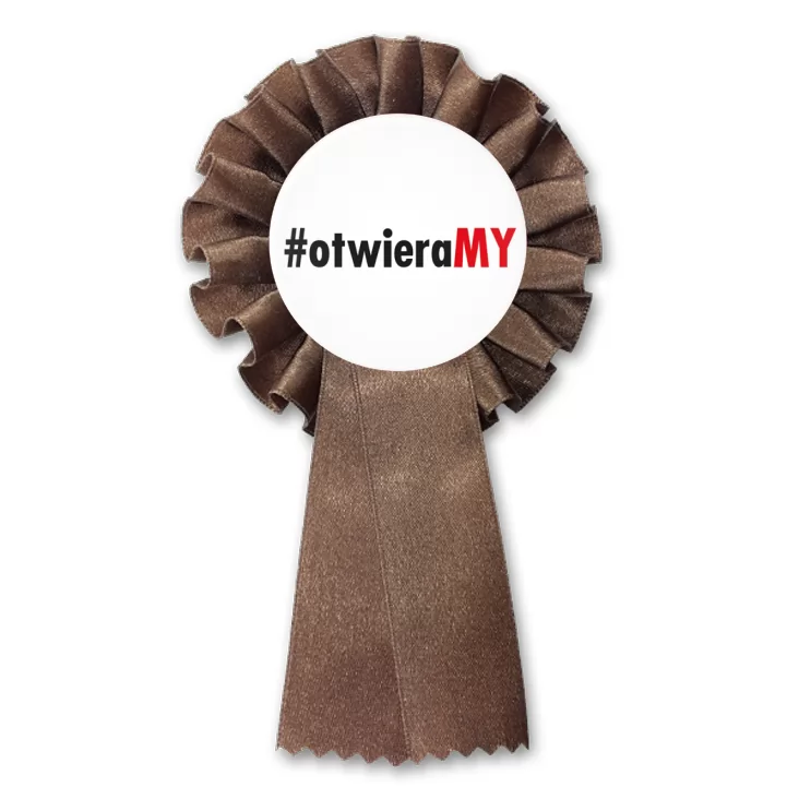 przypinka kotylion Ogólnopolska akcja Polaków #otwieraMY