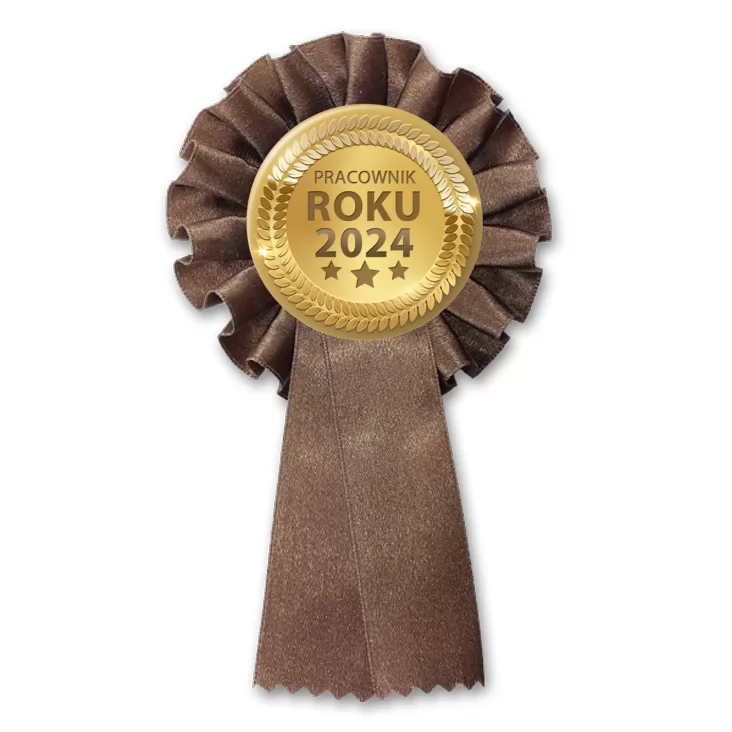 przypinka kotylion Złoty medal pracownik roku