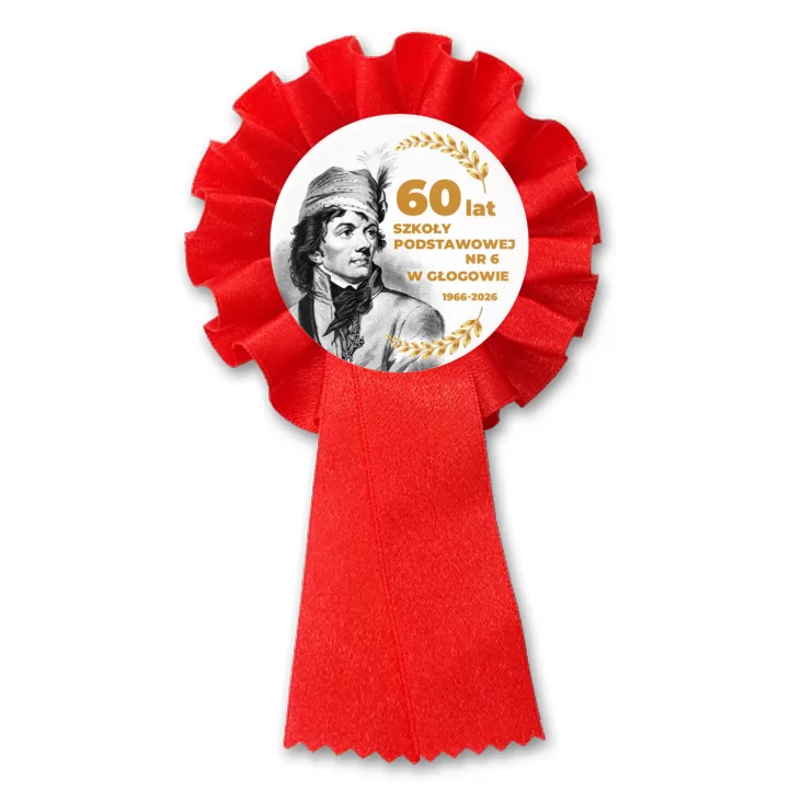 przypinka kotylion 60 lat SP nr 6 w Głogowie