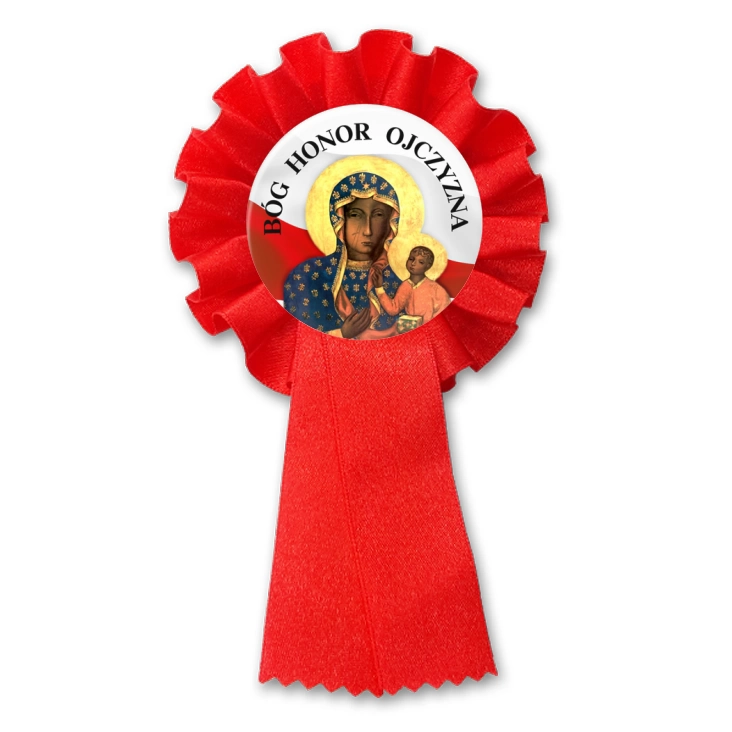 przypinka kotylion Bóg Honor Ojczyzna Matka Boska