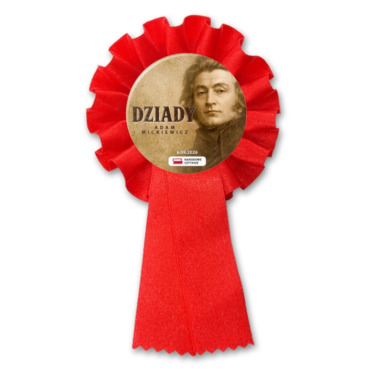 przypinka kotylion Dziady Adam Mickiewicz sepia