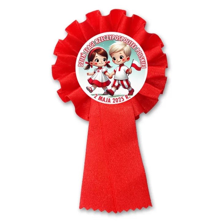 przypinka kotylion Dzień Flagi dziewczynka i chłopiec