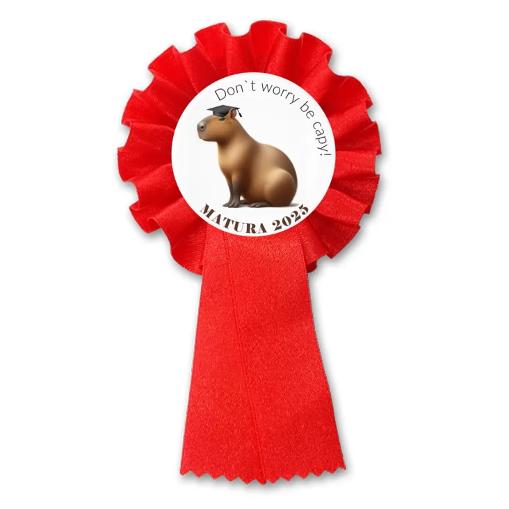 przypinka kotylion Matura z kapibarą