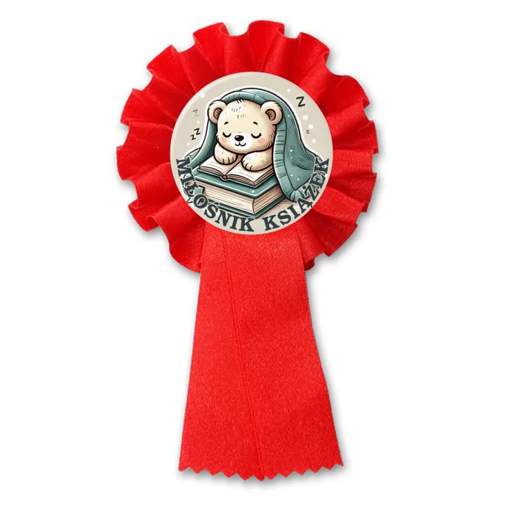 przypinka kotylion Miś miłośnik książek