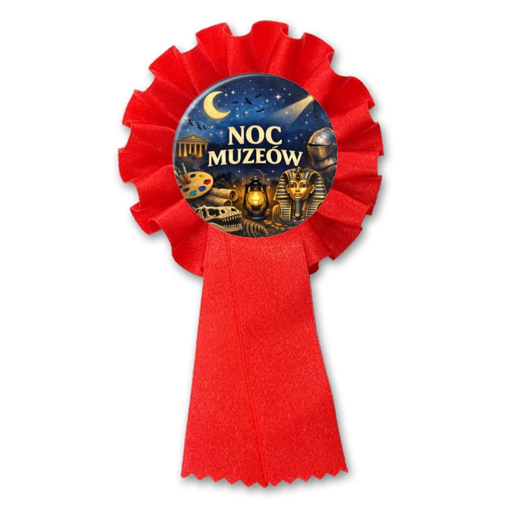 przypinka kotylion Noc Muzeów - Kleopatra i zbroja