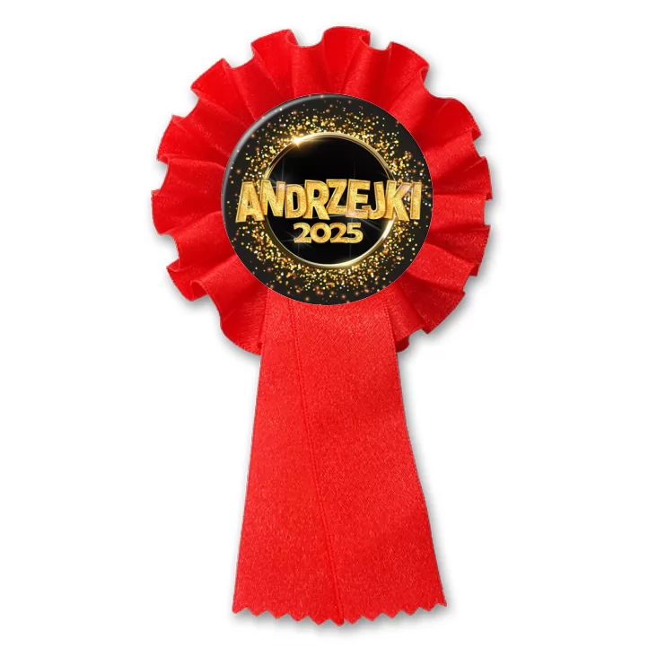 przypinka kotylion Andrzejki złoty napis