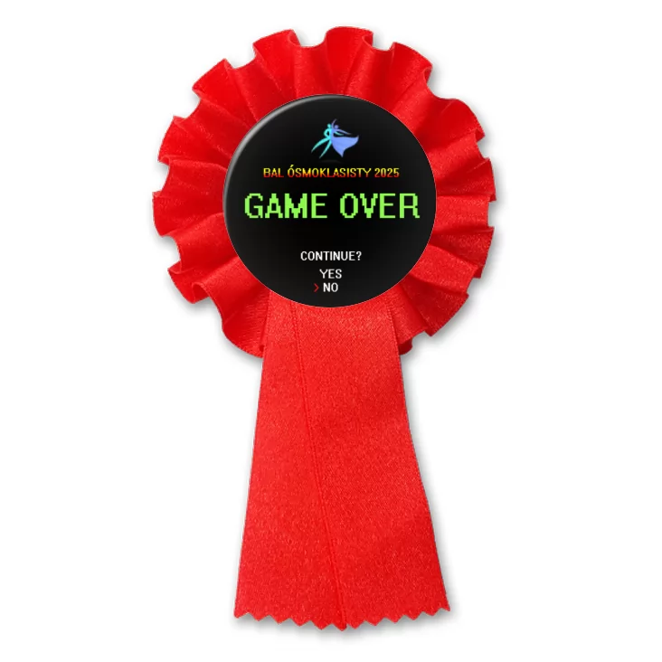przypinka kotylion Bal Ósmoklasisty game over continue yes no