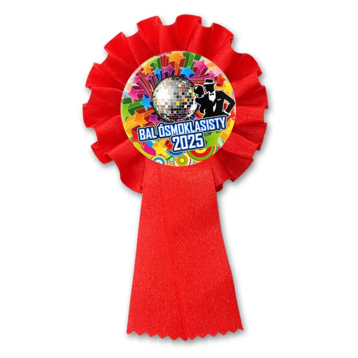 przypinka kotylion Bal ósmoklasisty z kulą disco
