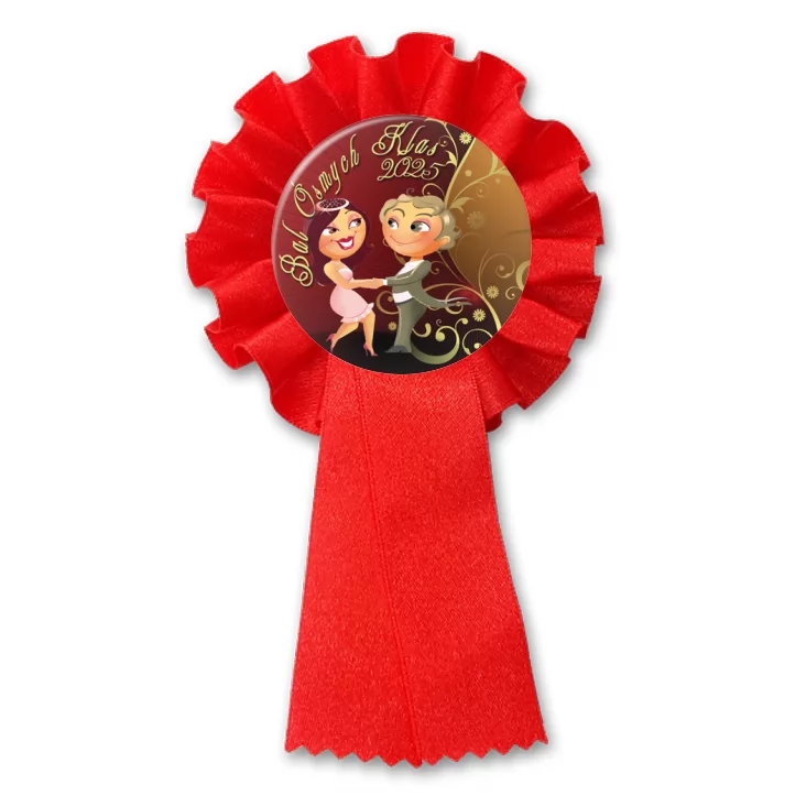 przypinka kotylion Bal Ósmych Klas słodka para brąz