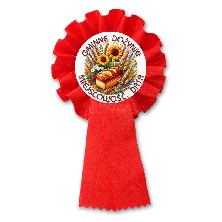 przypinka kotylion Dożynki chleb, kłosy i kwiaty