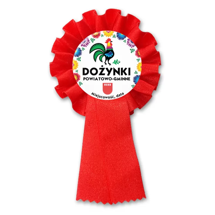 przypinka kotylion Dożynki powiatowo-gminne z kogutem