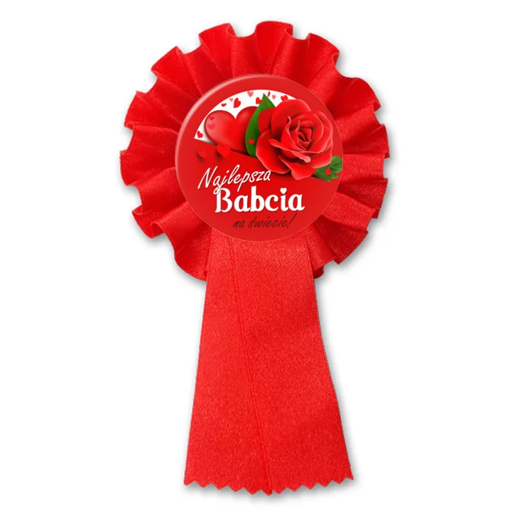 przypinka kotylion Dzień Babci - Najlepsza babcia z różami