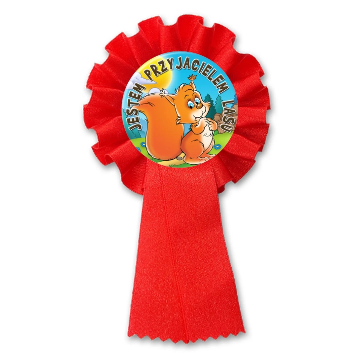 przypinka kotylion Jestem Przyjacielem Lasu Wiewiórka