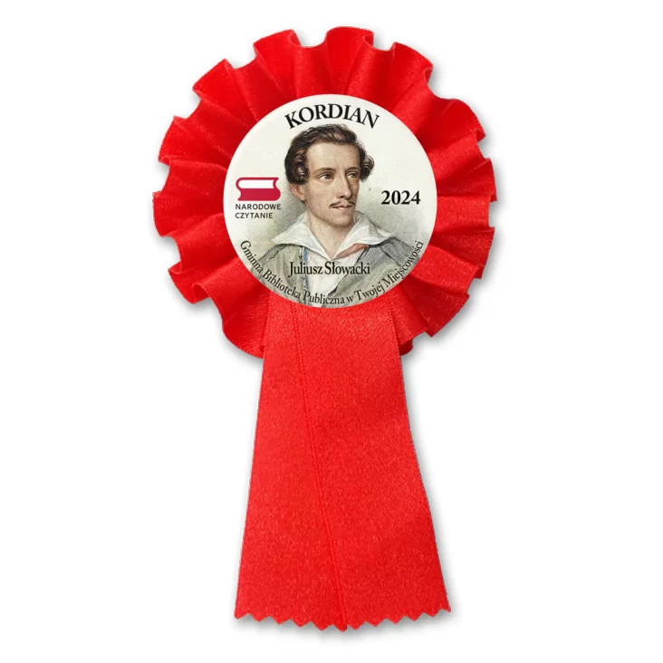 przypinka kotylion Kordian portret Słowackiego