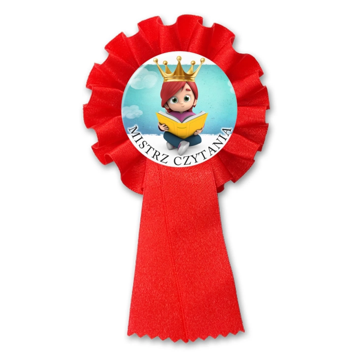 przypinka kotylion Mistrz czytania w koronie