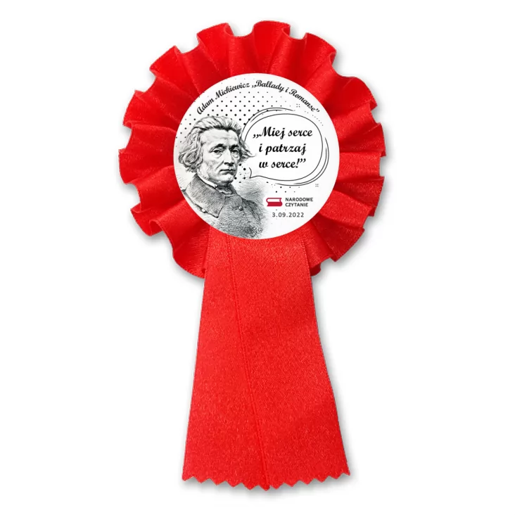 przypinka kotylion Narodowe Czytanie Adam Mickiewicz cytat